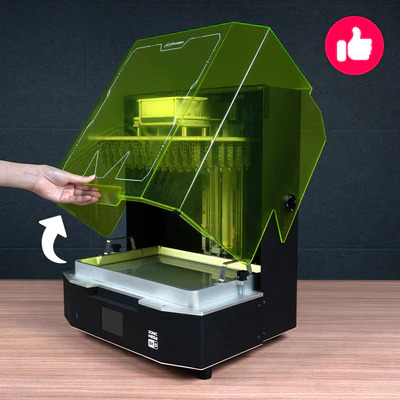 Sonic Mega 8K S LCD 3D Printer opening the lid