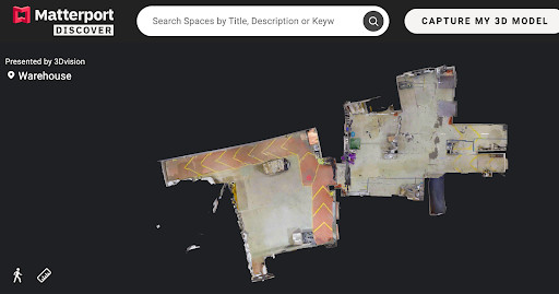 真實(shí)倉庫模型範(fàn)例 - 鳥瞰平面圖