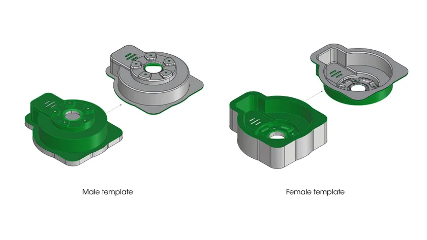 公模板（左）和母模板（右）