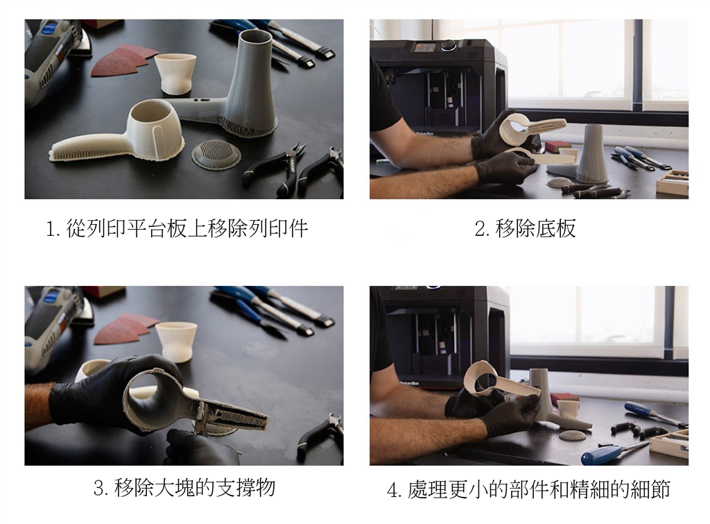 3D 列印模型移除支撐物、材料和底板