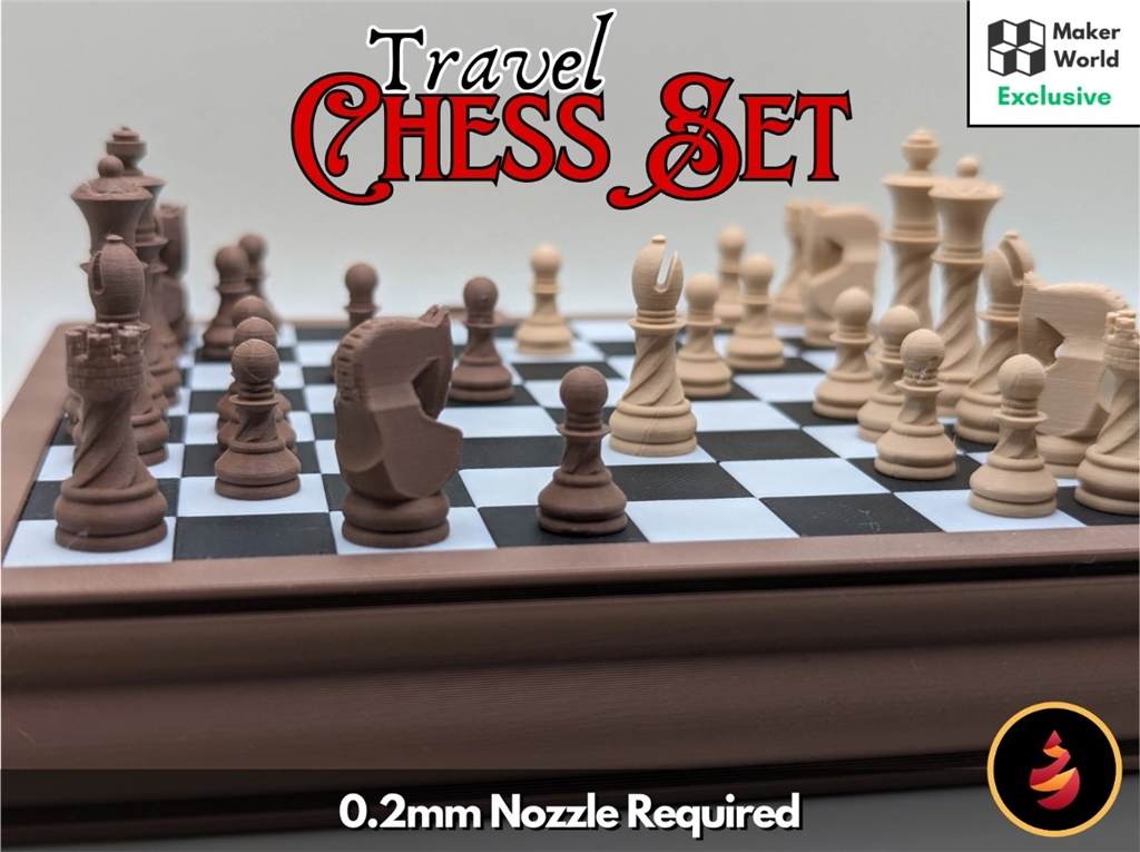 Snapmaker 大師挑戰(zhàn)：0.2毫米噴嘴模型設計挑戰(zhàn) - 參賽作品：Travel Chess Set
