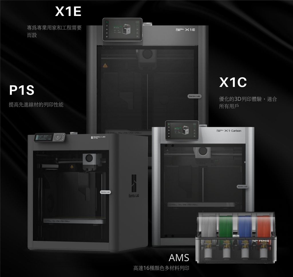 Bambu Lab P1S、X1C 和 X1E 3D列印機(jī)