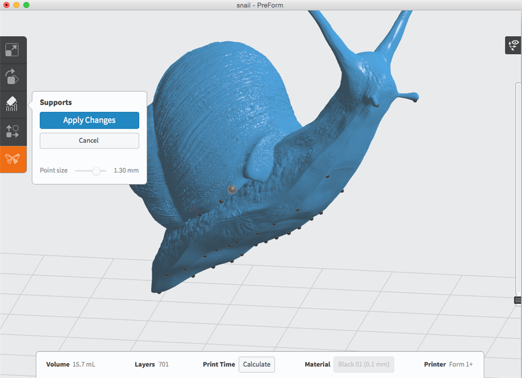 formlabs form2 preform切片軟體教學(xué) 進(jìn)階支撐設(shè)定 接觸點(diǎn)大小