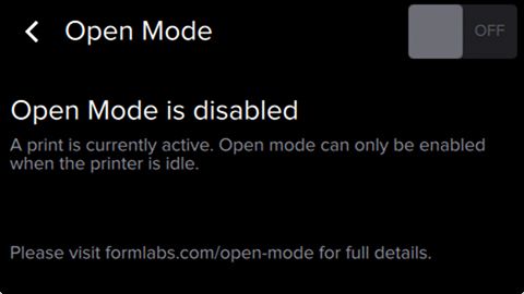 Form2 SLA 3D列印機 開放模式 open mode 關(guān)閉 列印中