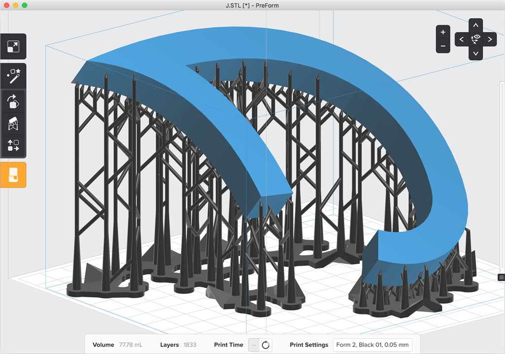 formlabs form2 preform切片軟體教學(xué) 旋轉(zhuǎn)物件 傾角大